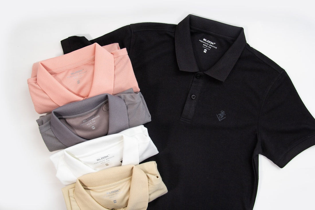 Collection of polo shirts in multiple colours for corporate uniforms
