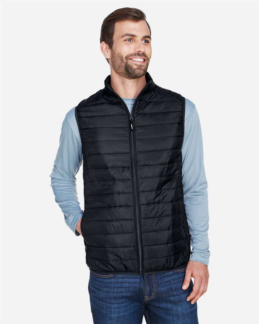 Core 365 CE702 Men's Prevail Packable Puffer Vest with custom embroidery logo — front view — Only Custom Apparel Canada