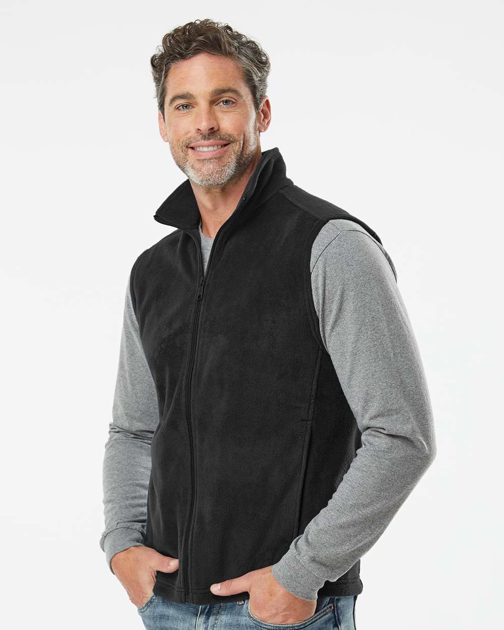 Columbia 212488 Men's Steens Mountain Fleece Vest with custom embroidery logo — front view — Only Custom Apparel Canada