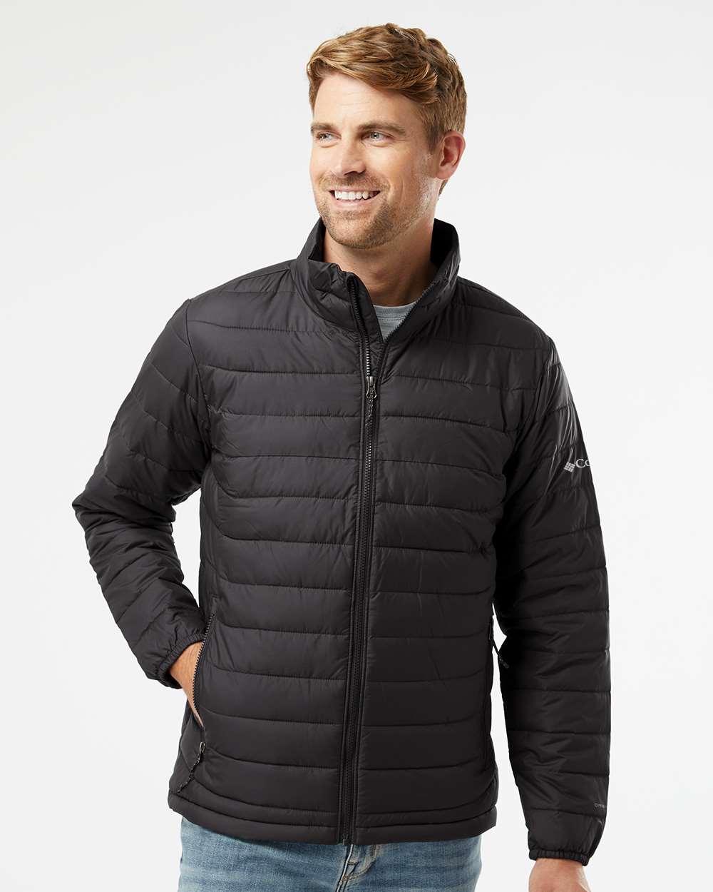 Columbia 212489 Men's Powder Lite II Full-Zip Jacket with custom embroidery logo — front view — Only Custom Apparel Canada