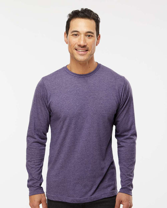 M&O 3520 Unisex Poly-Blend Long Sleeve T-Shirt with custom screen print logo — front view — Only Custom Apparel Canada